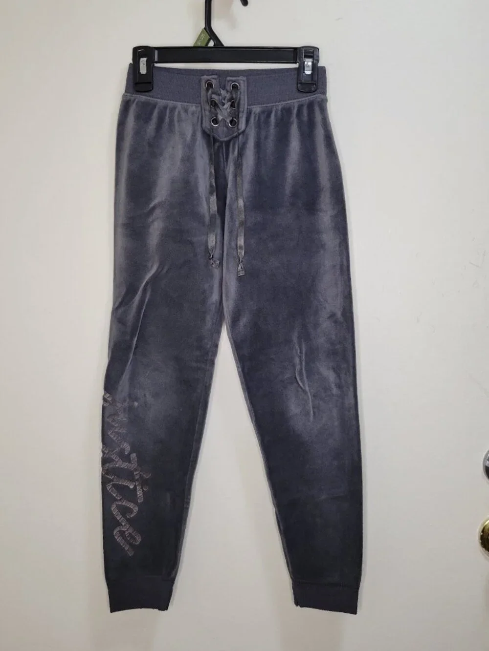 Girls Justice velour lace-up joggers
